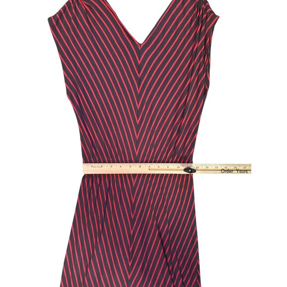 Mossimo Womens High-Low Dress S Red Gray Striped Casual Travel Comfort Midi - Picture 7 of 9